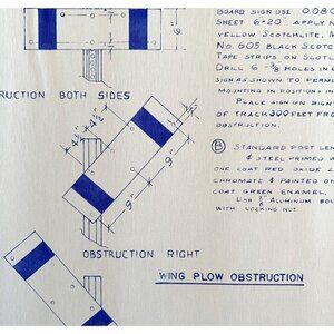 1972 Railroad Bangor Aroostook Wing Plow Obstruction Signs Blueprint K13 DWDD12